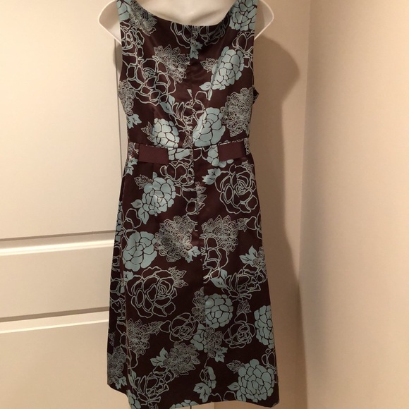 EUC Jessica Howard satiny feel, brown with mint green flowers. Sleeveless sz 14 - Picture 2 of 4